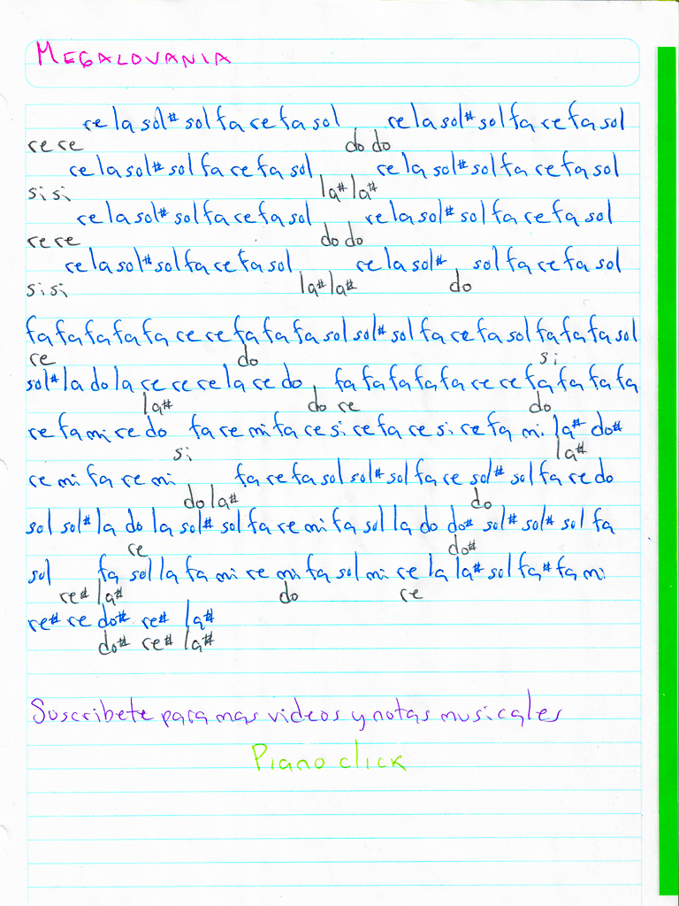 Notas Musicales Megalovania / Notas Musicales / Piano / Guitarra