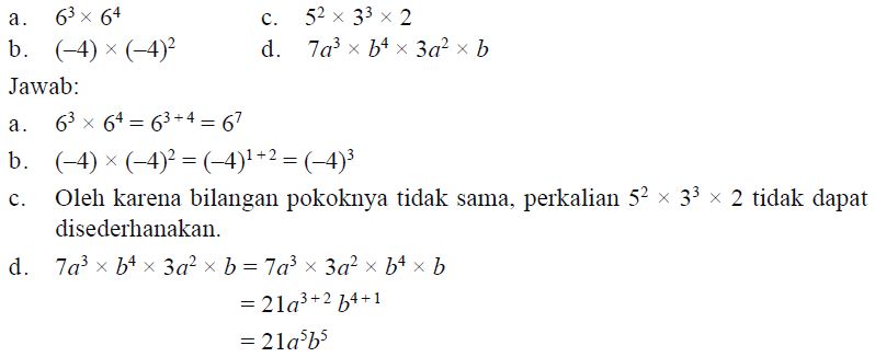 Contoh Soal Operasi Bilangan Berpangkat