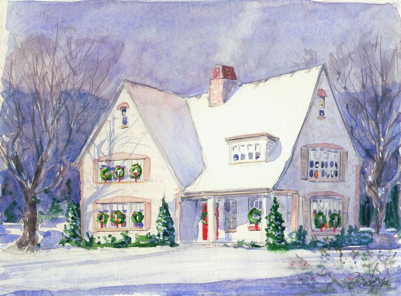 зимний пейзаж акрилом. домики. зима мультяшный. рисовать дом зимой. рисовать дом зимой.