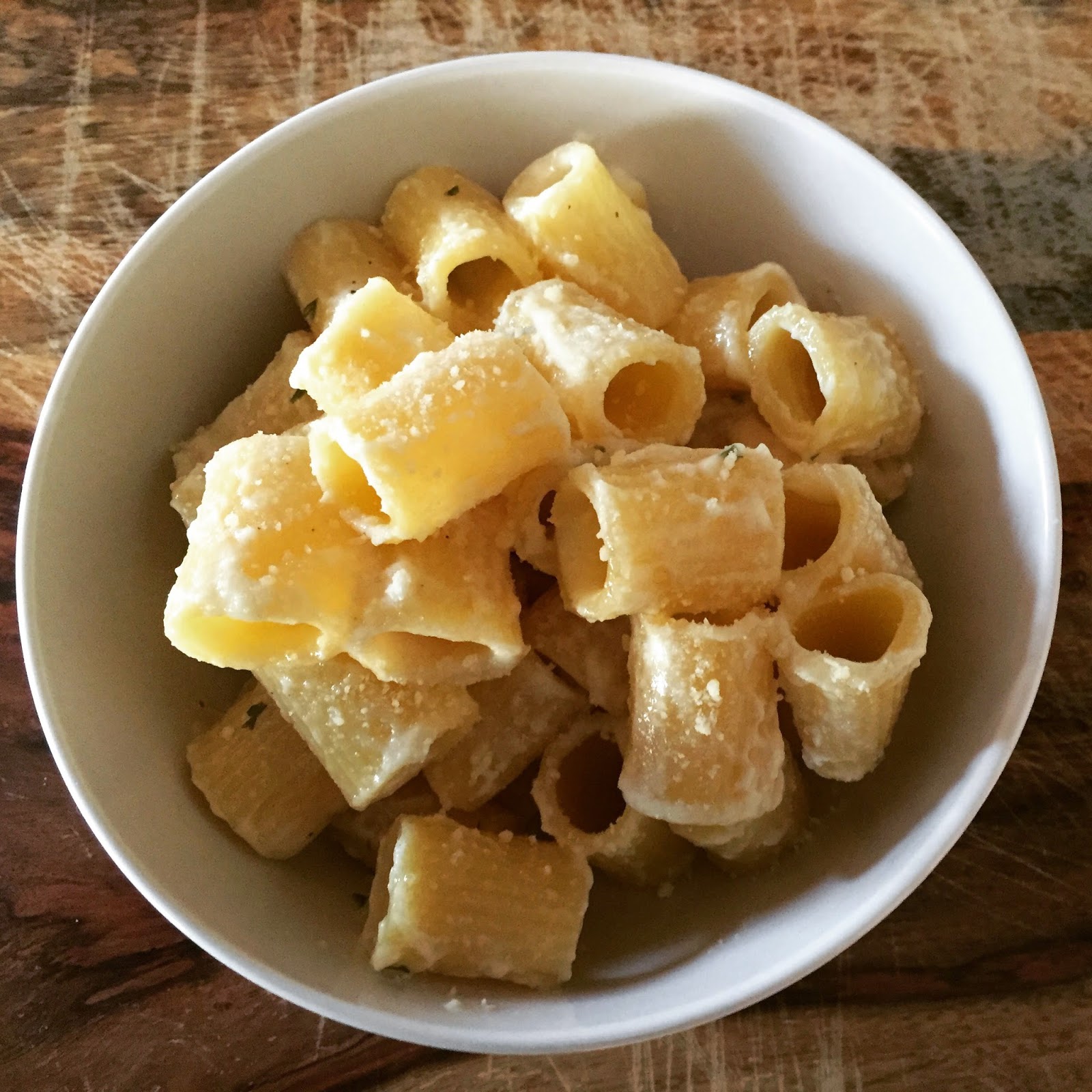 Newly Domesticated Rigatoni with Goat Cheese Alfredo