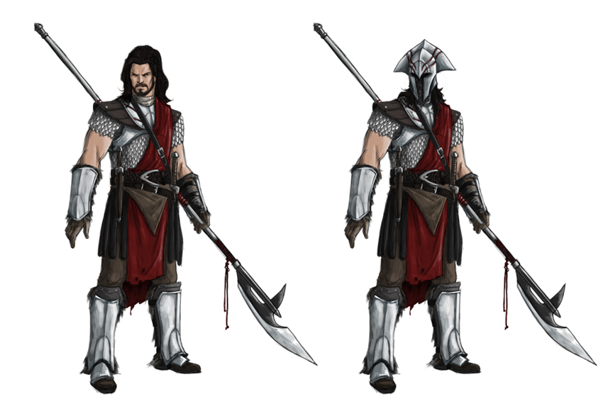 The polearm works with the glaive, halberd, and quarterstaff. 