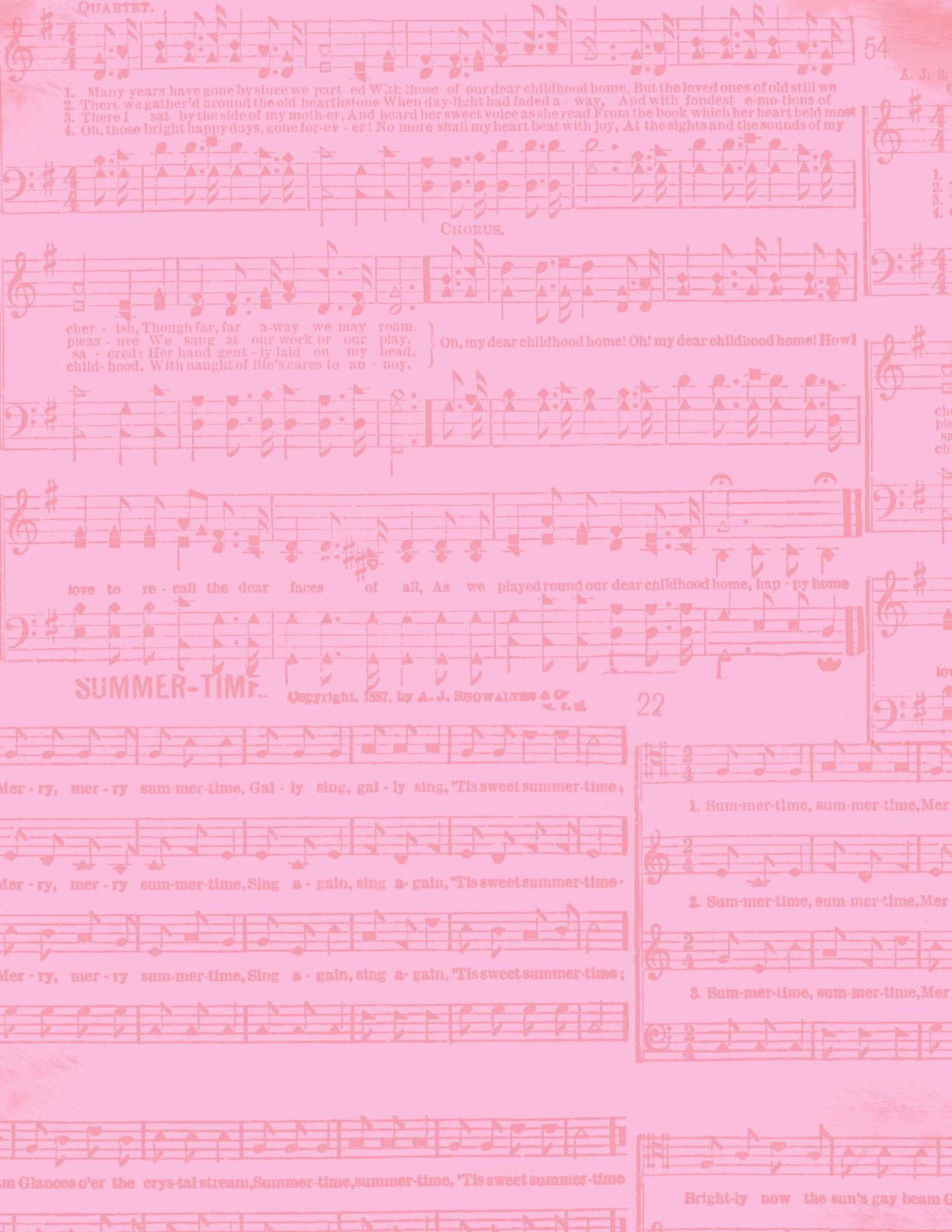 **FREE ViNTaGE DiGiTaL STaMPS** Free PINK Sheet Music Scrapbook Paper