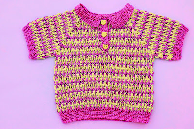 2 - Imagen Crochet Polo azul y amarillo a crochet y ganchillo por Majovel Crochet