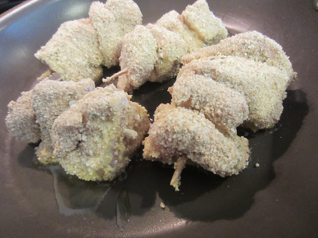 City Chicken breaded and in pan