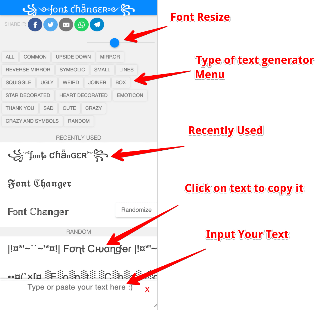 font viewer of my text then copy and paste