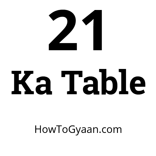 21 ka Table इक्कीस का पहाड़ा हिन्दी और इंग्लिश में HowToGyaan