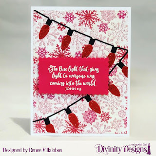 Stamp Set: True Light, Custom Dies: Christmas Lights, Scalloped Ovals, Book Fold Card with Layers, Paper Collection: Snowflake Season