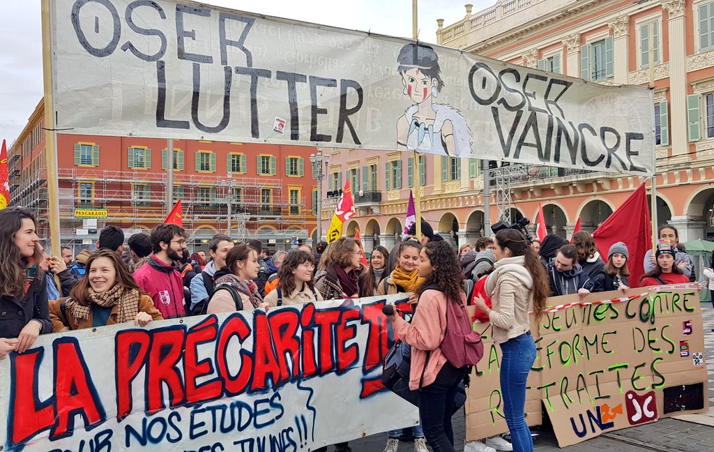 Manifestation contre le projet de réforme des retraites à Nice, place Massena, le jeudi 5 décembre 2019 | © C.A. pour Rivieractu Magazine