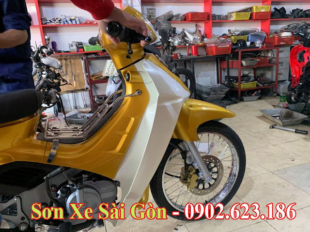 Mẫu sơn xe Suzuki Xì po màu vàng cực đẹp