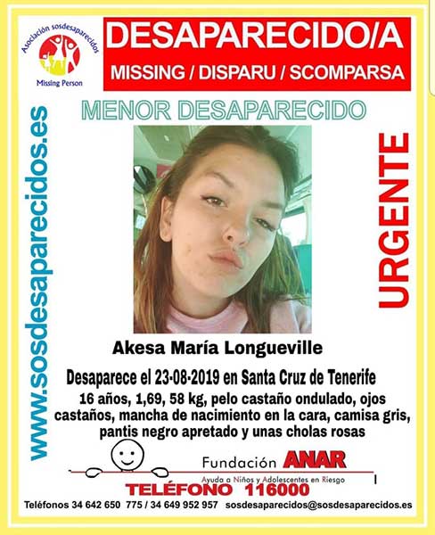 La menor Akesa María desaparecida en Santa Cruz de Tenerife 