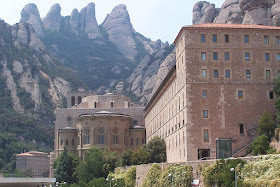 A photo of the basilica and monastery at Montserrat.