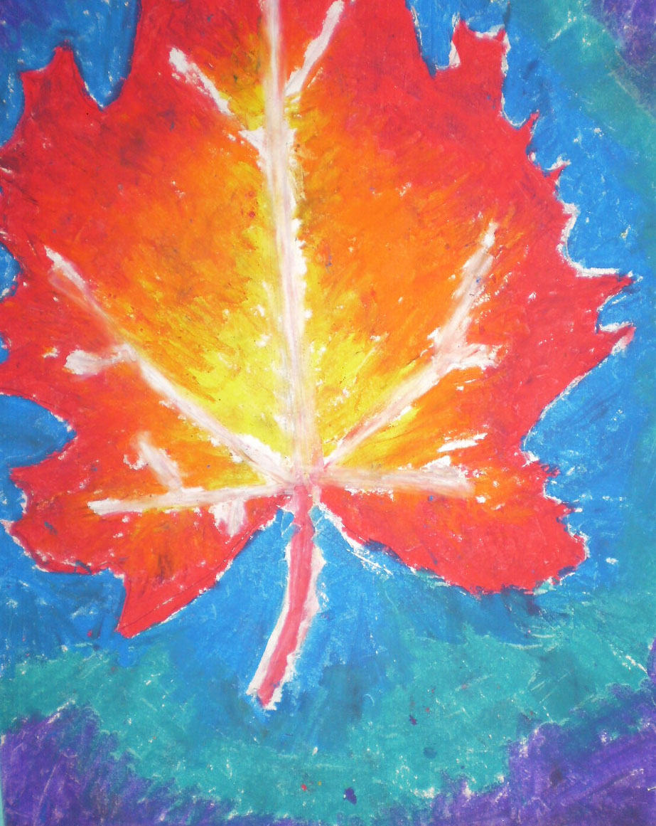 5th Grade oil pastel leaves