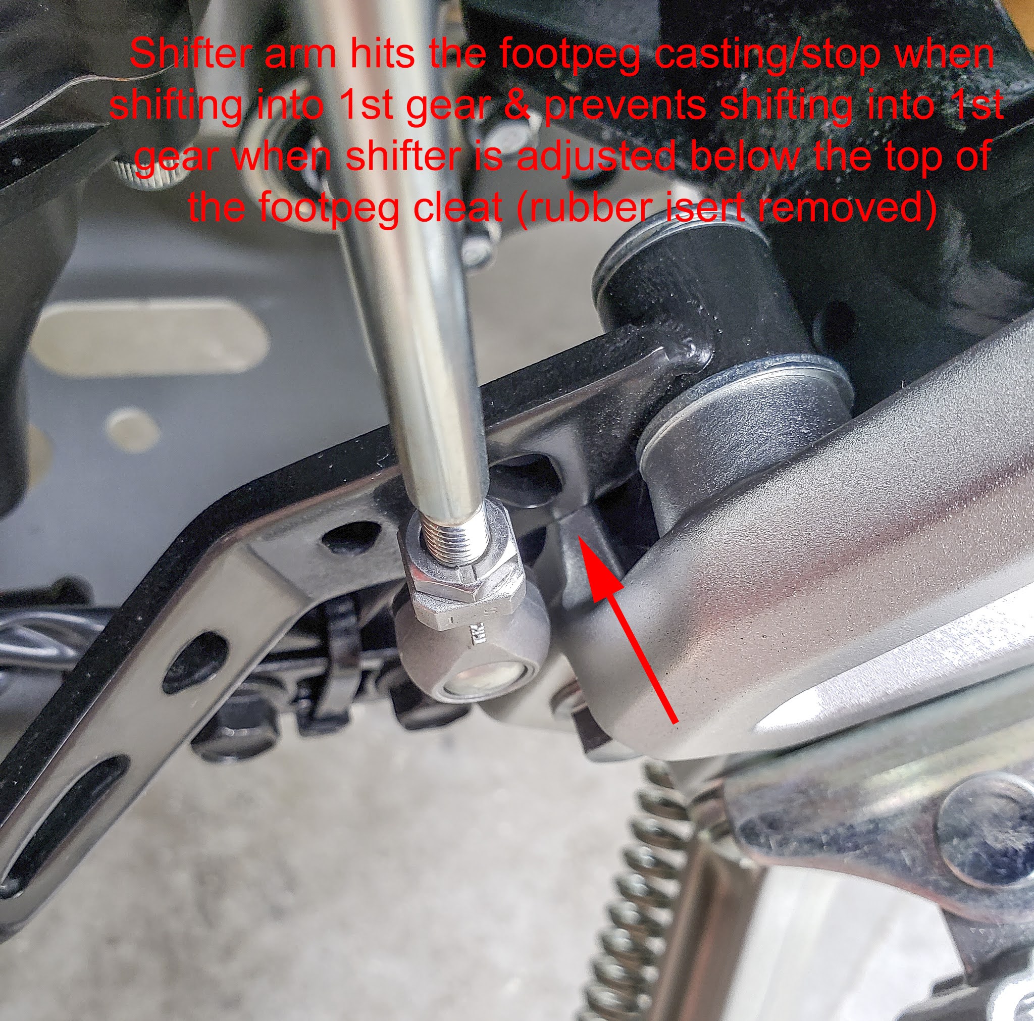 Tenere 700 Will Not Shift Into 1st Gear When Shifter Adjusted Below Top of Footpeg Cleat