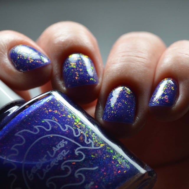 purple flakie nail polish low light swatch