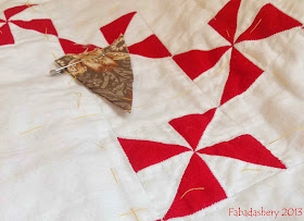 Hand Quilting the Red and White Pinwheel Quilt