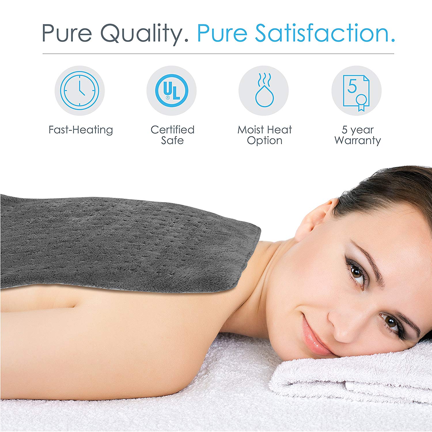 PureRelief XL King Size Heating Pad with FastHeating Technology, 6
