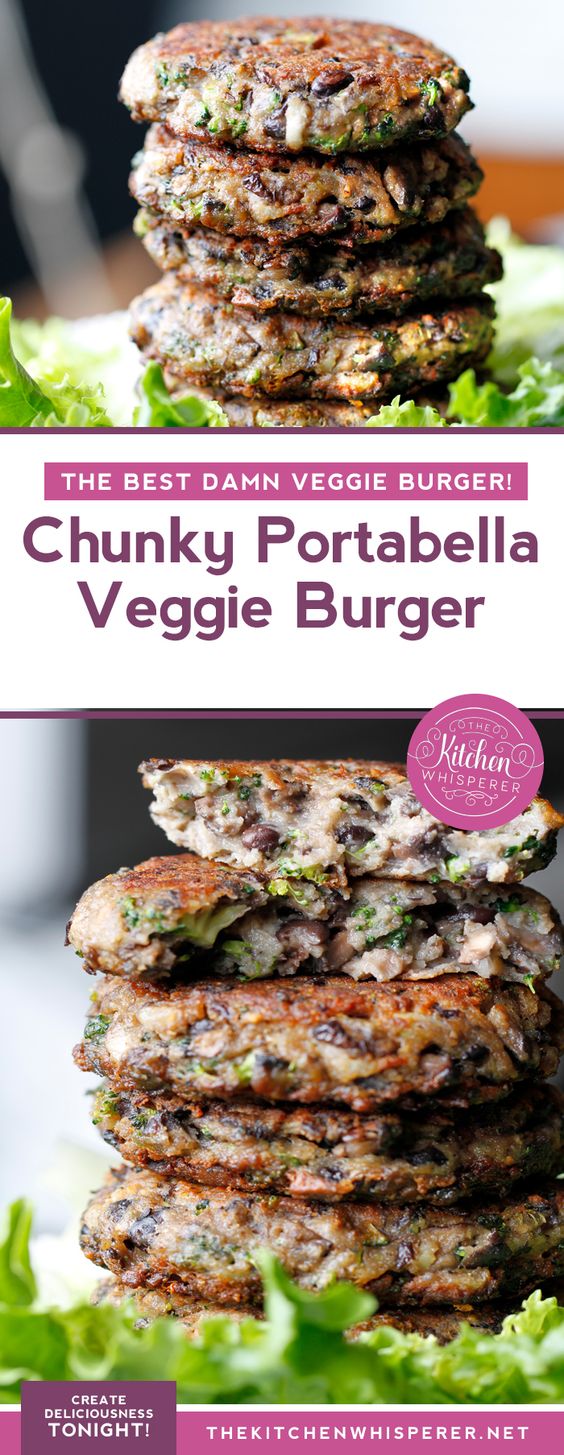 Chunky Portabella Veggie Burgers Easy Recipes Healthy