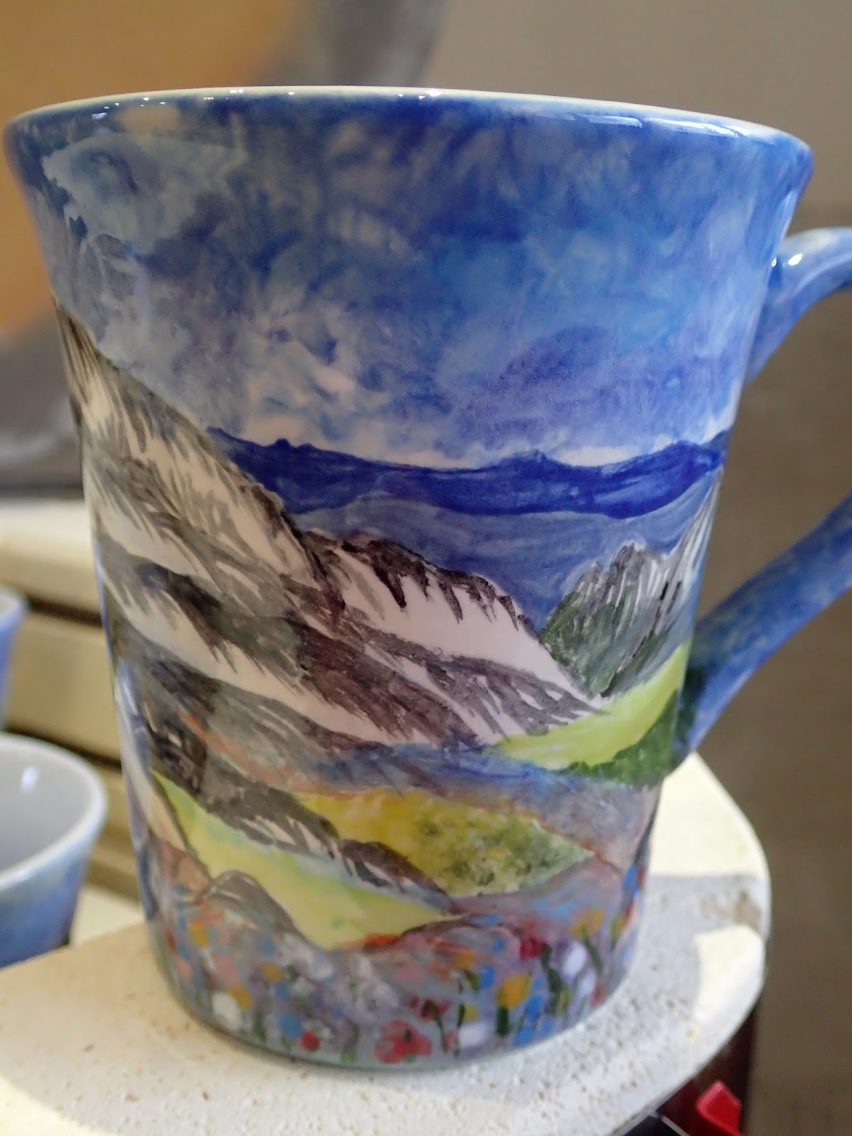 Hand painted ceramics by Pam Smith Hand painted Mugs with Dorset and