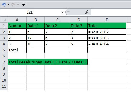 penjumlahan otomatis di excel