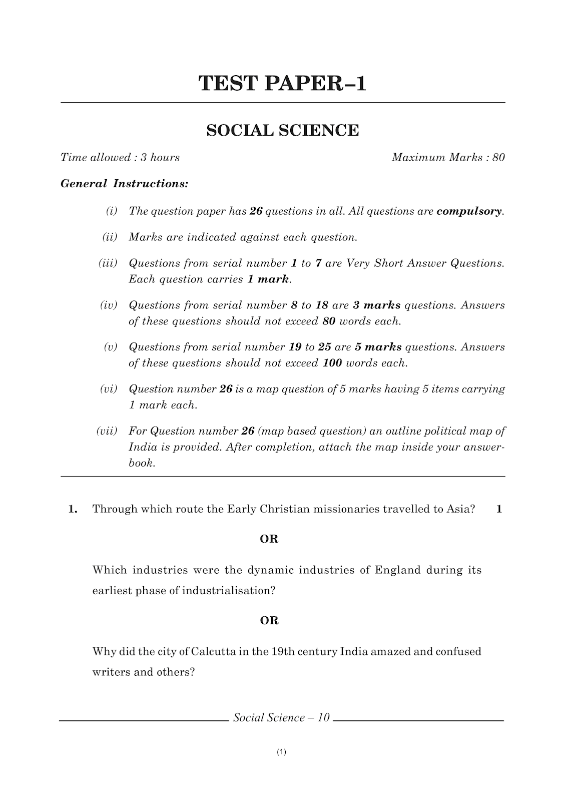 case study questions of social science class 10