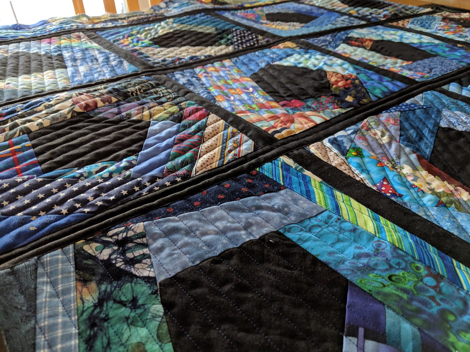 Blue & Black Scrappy QuiltasYouGo