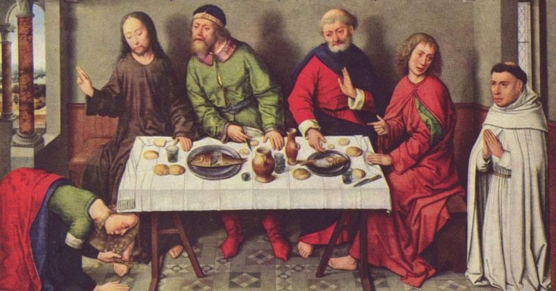 Sala de jantar na arte.  Os documentos da mudança.