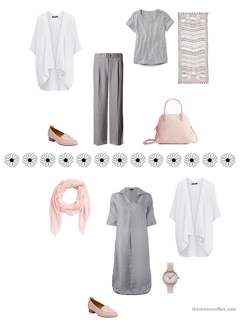 how to style a white cardigan with pink and grey for the summer how to style a white cardigan with pink and grey for the summer