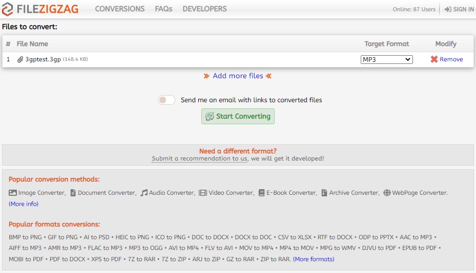 Convert 3GPP to MP3 online without installation - file converter online