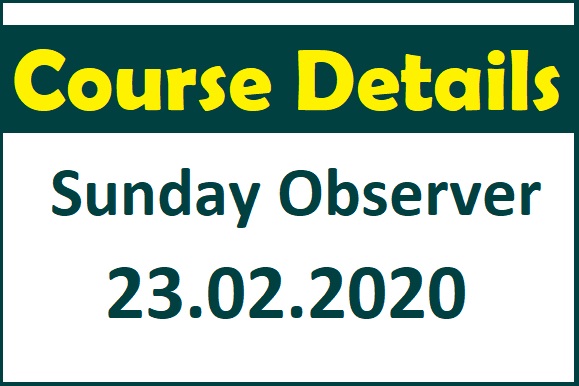 Courses  (Sunday Observer 23.02.2020)