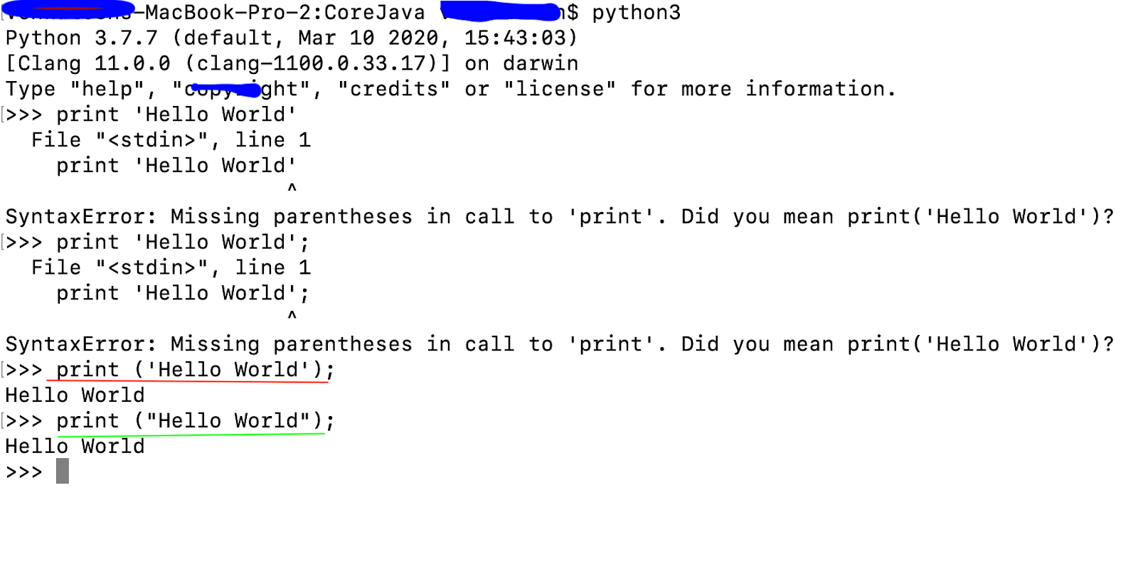 Python Program to Print Hello world!