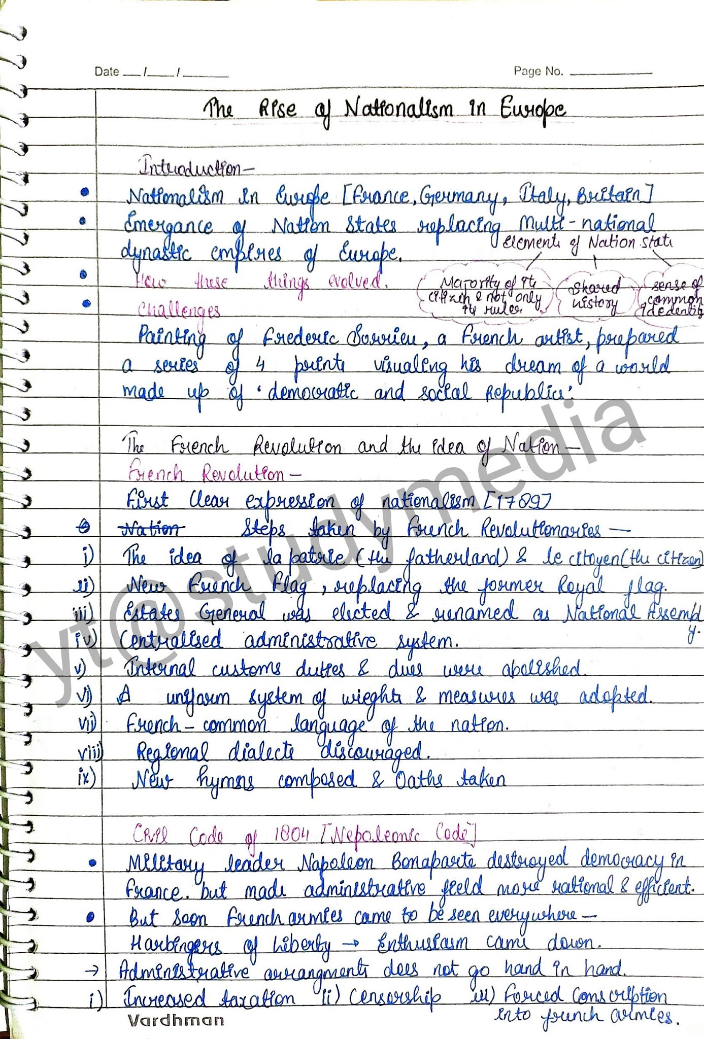 CBSE Class 10 History Notes Chapter 1 - The Rise of Nationalism in Europe.