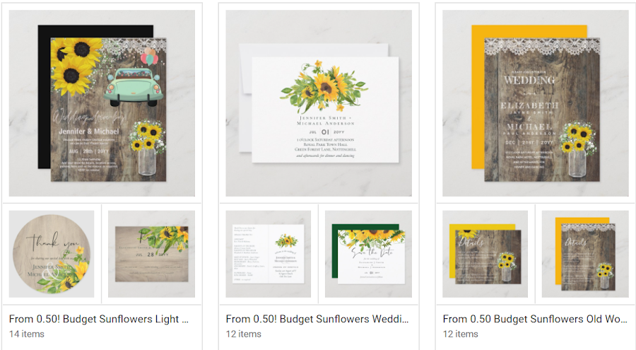 budget Sunflower country western rustic wedding invitations