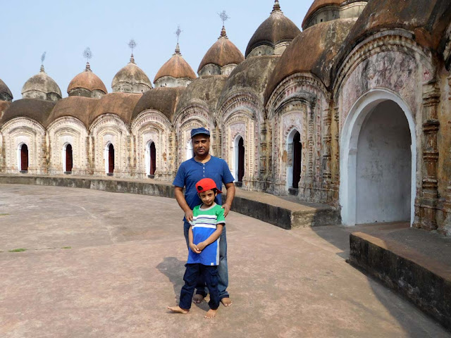 The inner circle of temples at the 108 Shiv Mandir or Nava Kailash in Kalna, West Bengal