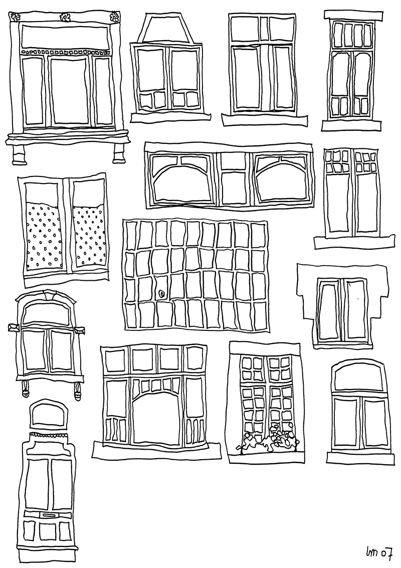 fenêtres de bruxelles, dessin de muriel logist