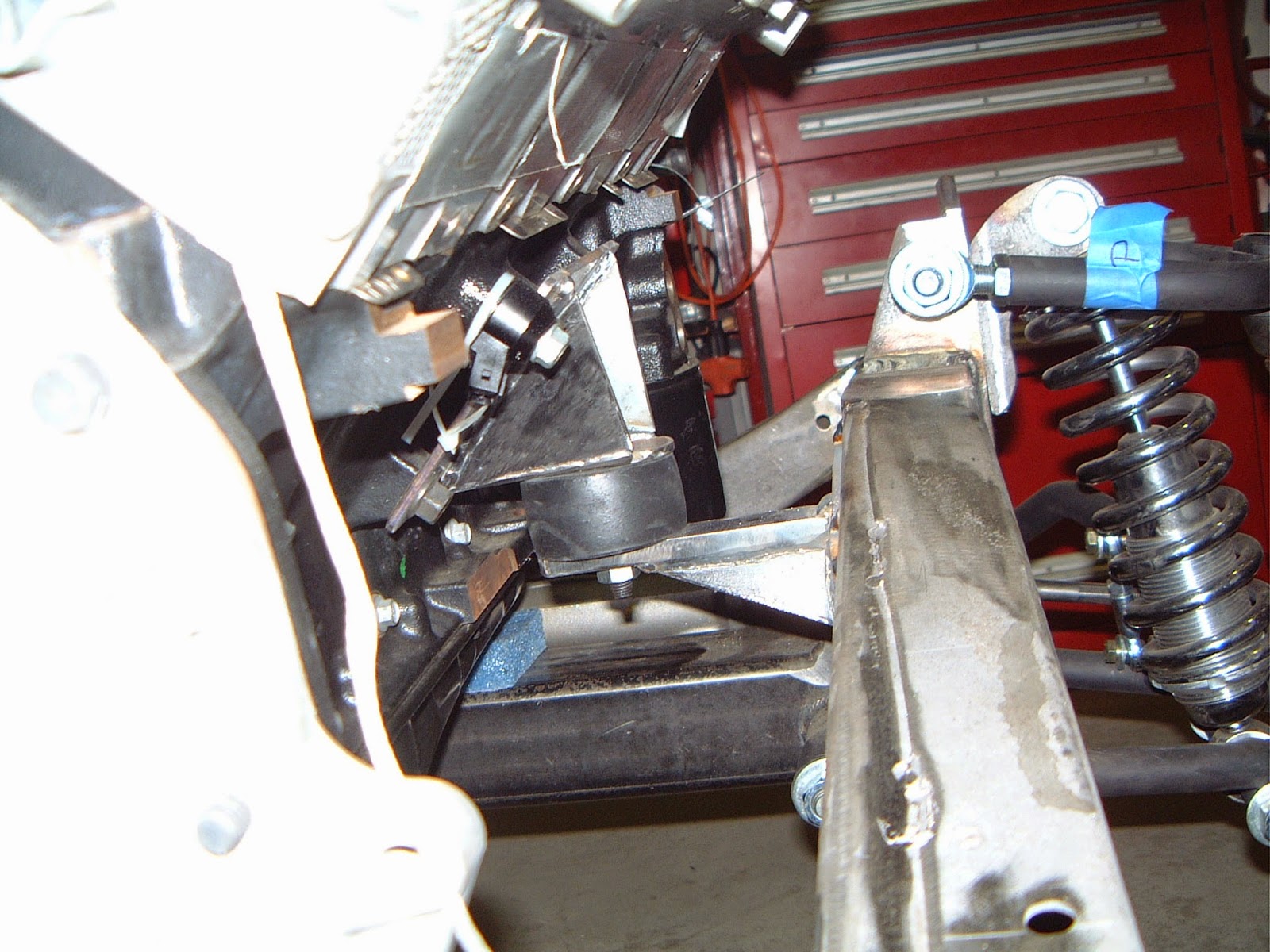 1937 Plymouth Motor mount fabrication. The mounts on the frame were