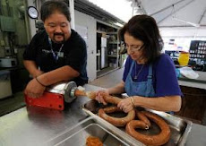 Wanda and David making sausage