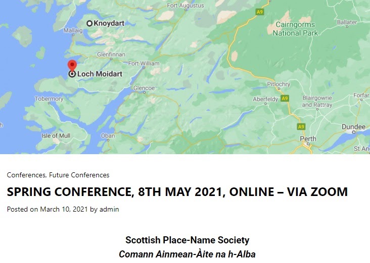 eOnomastics Scottish PlaceName Society's Spring Conference 2021