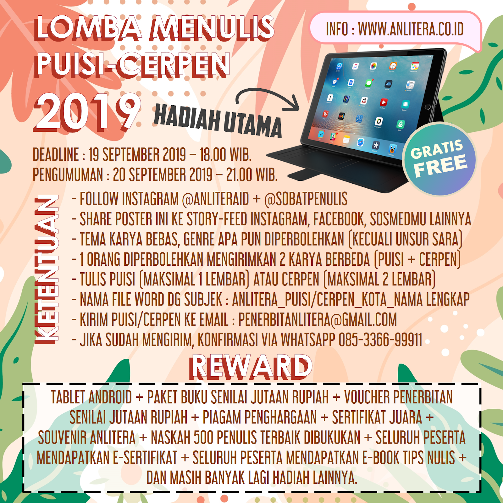 Lomba Menulis Puisi Tema Bebas Penerbit Anlitera Info Lomba Menulis