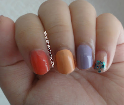 Colorful nails using Etude House and Peripera nail polishes