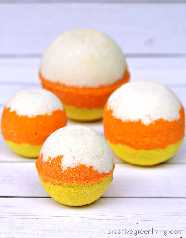 Candy Corn Inspired DIY Bath Bomb Recipe for Halloween Creative Green