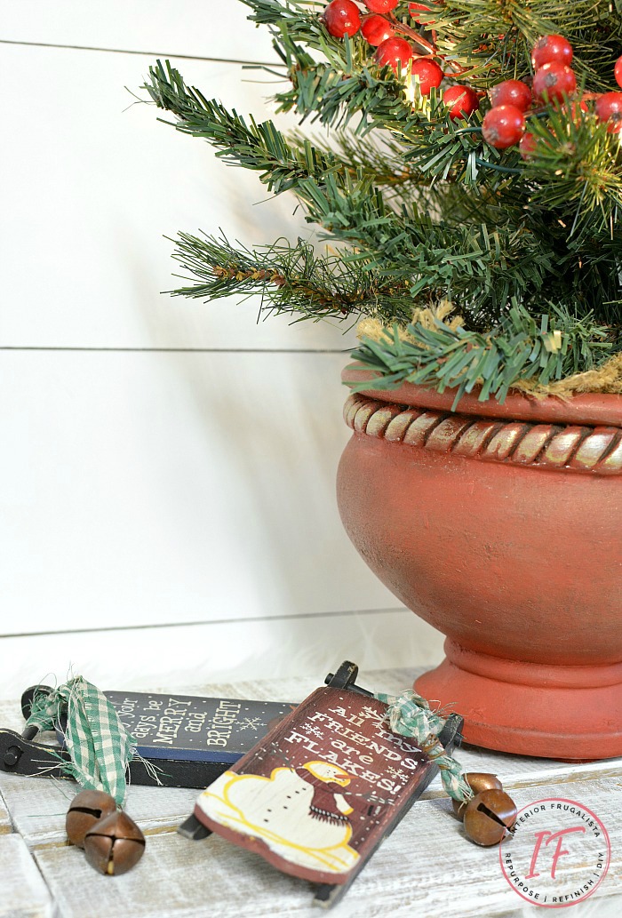 Upcycled Clay Pot Tabletop Christmas Tree Stand Interior Frugalista