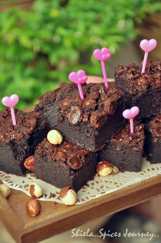 Spices Journey CHEWY GOOEY BROWNIES with HAZELNUTs