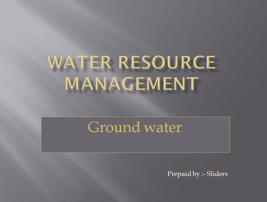 WATER RESOURCES MANAGEMENT PPT