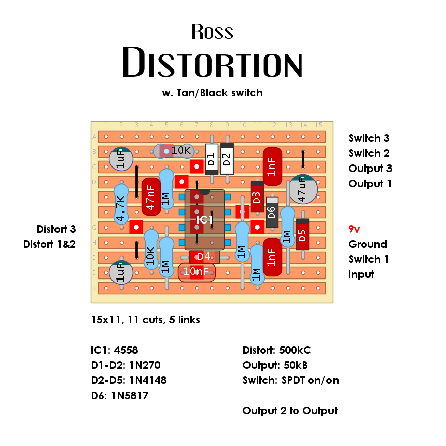 Dirtbox Layouts: Ross Distortion w. Tan/Black switch