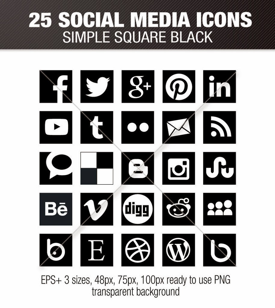 Vector Social Media Icons - square black