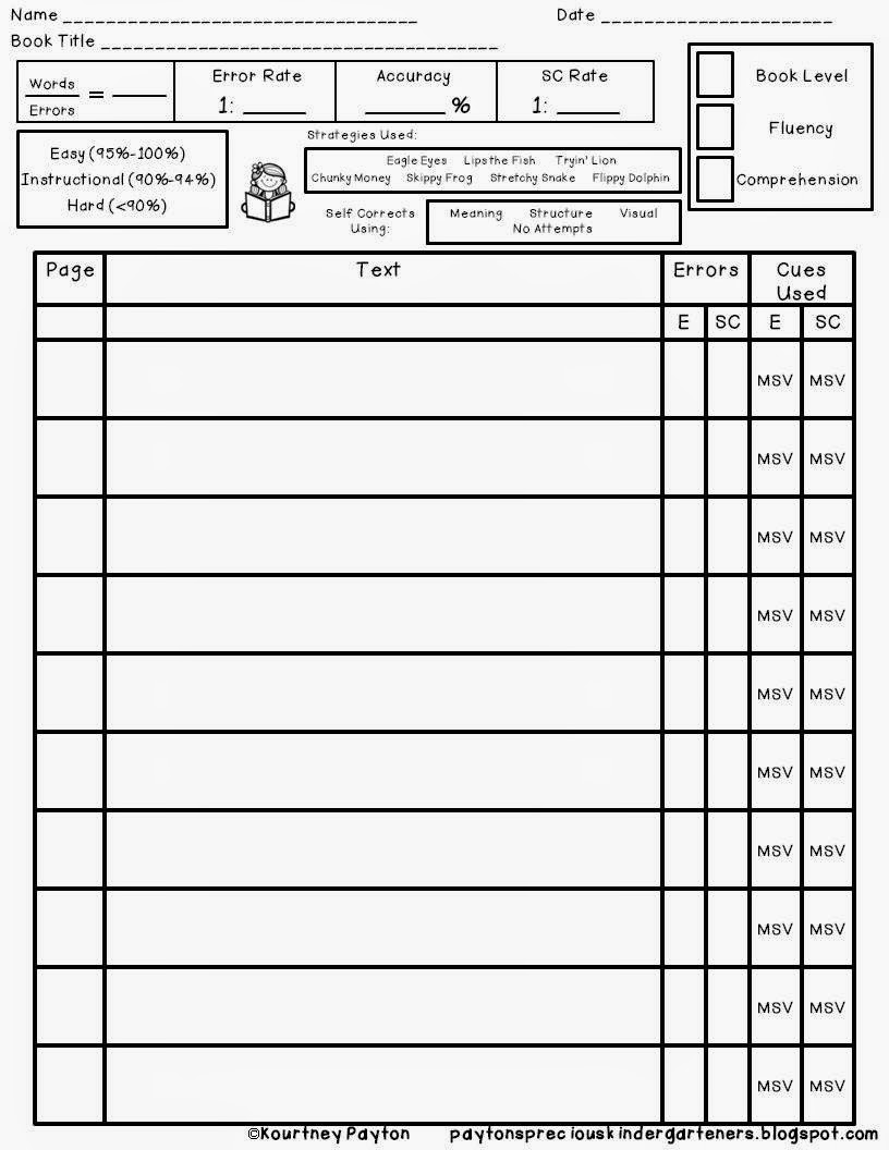 Free Printable Running Record Passages Fountas And Pinnell