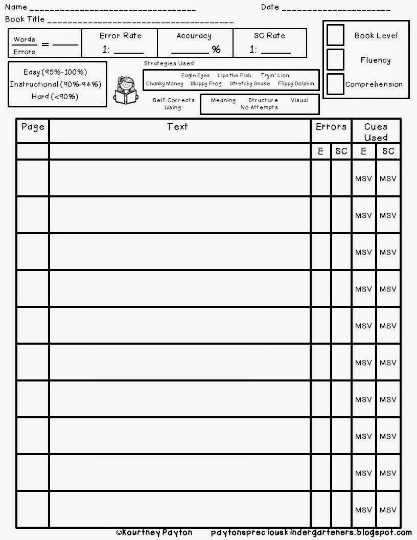 Printable Fountas And Pinnell Running Records Pdf Printable Word Searches