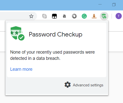 Google Password Checkup Chrome extension