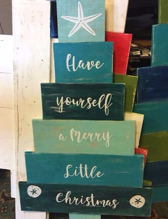 Wood Plank Christmas Tree Painted with Saying