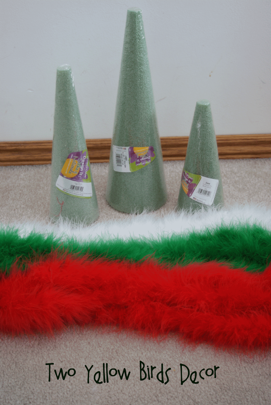 Two Yellow Birds Decor {Feather Boa} Christmas Trees